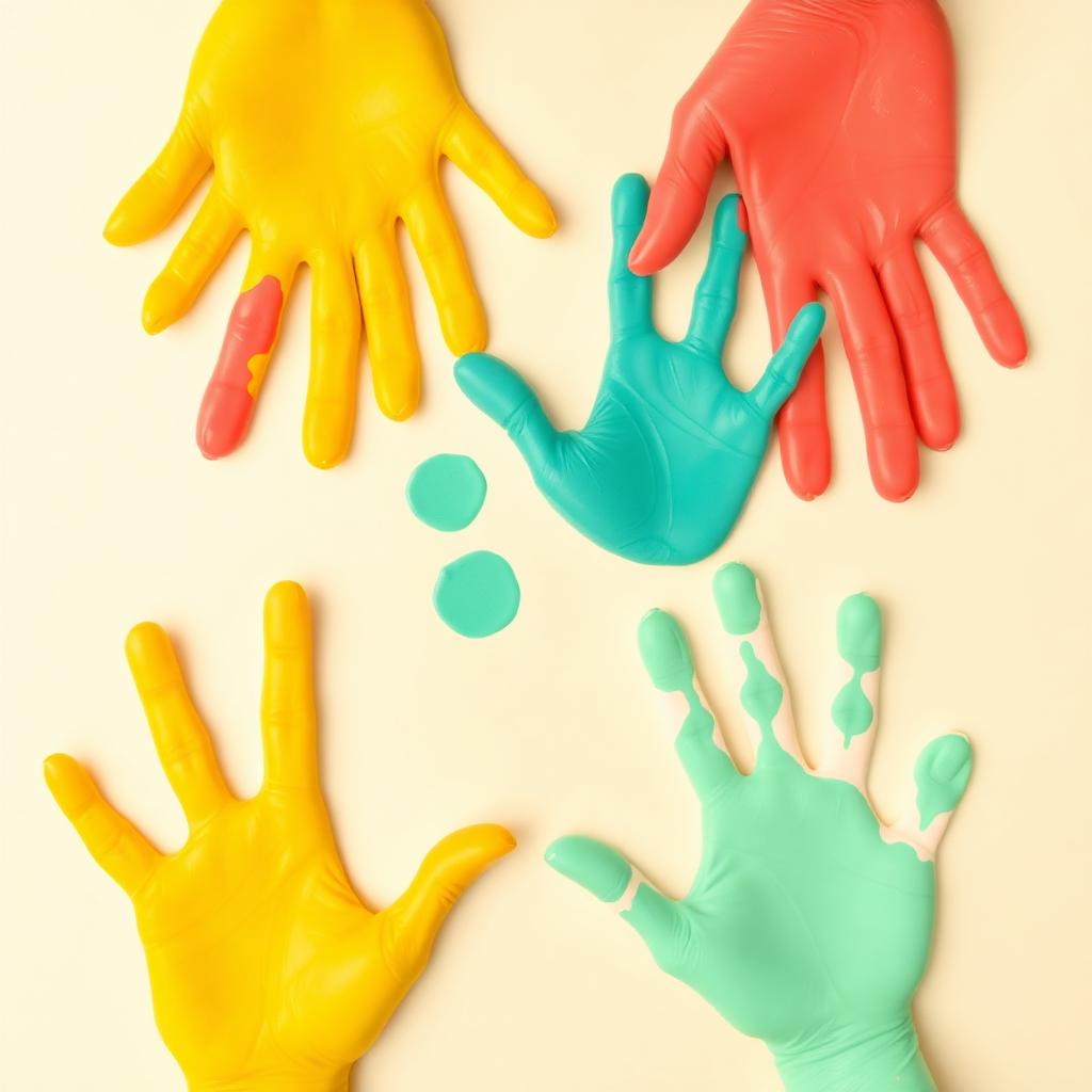 Colourful children's handprints